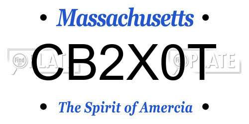 CB2X0T Massachusetts License Plate