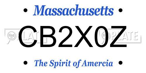 CB2X0Z Massachusetts License Plate