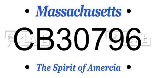 CB30796 Massachusetts License Plate