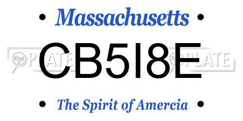 CB5I8E Massachusetts License Plate