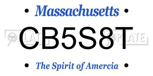 CB5S8T Massachusetts License Plate