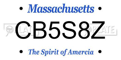 CB5S8Z Massachusetts License Plate
