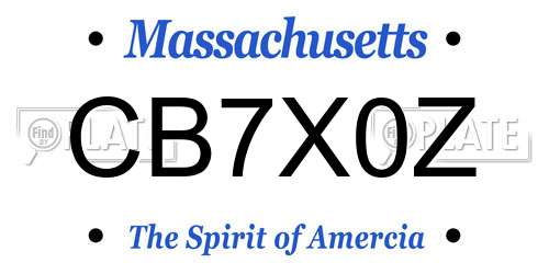 CB7X0Z Massachusetts License Plate