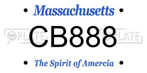 CB888 Massachusetts License Plate
