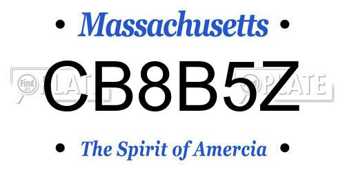 CB8B5Z Massachusetts License Plate