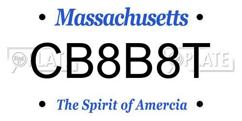 CB8B8T Massachusetts License Plate