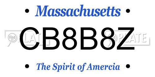 CB8B8Z Massachusetts License Plate