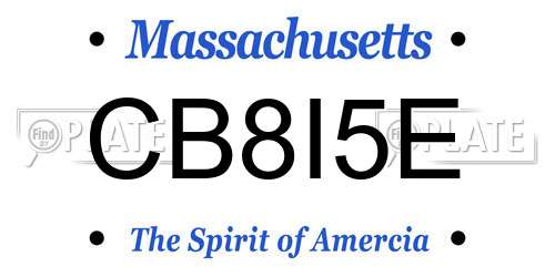 CB8I5E Massachusetts License Plate