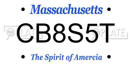 CB8S5T Massachusetts License Plate