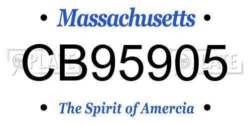 CB95905 Massachusetts License Plate