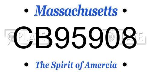 CB95908 Massachusetts License Plate