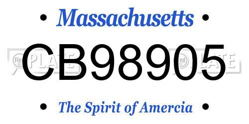 CB98905 Massachusetts License Plate