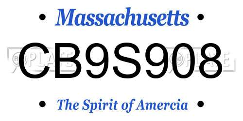 CB9S908 Massachusetts License Plate