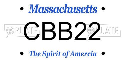 CBB22 Massachusetts License Plate