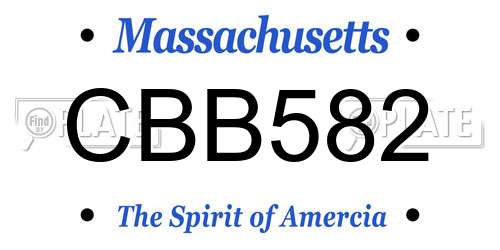 CBB582 Massachusetts License Plate