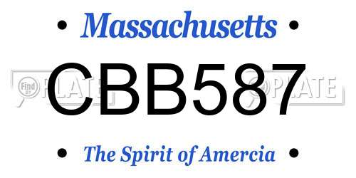 CBB587 Massachusetts License Plate