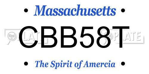 CBB58T Massachusetts License Plate