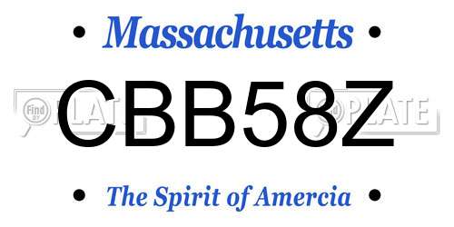 CBB58Z Massachusetts License Plate