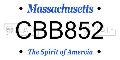 CBB852 Massachusetts License Plate