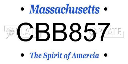 CBB857 Massachusetts License Plate