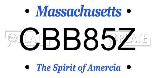 CBB85Z Massachusetts License Plate