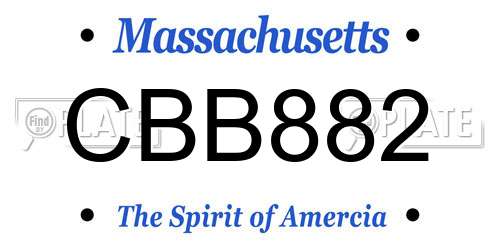 CBB882 Massachusetts License Plate