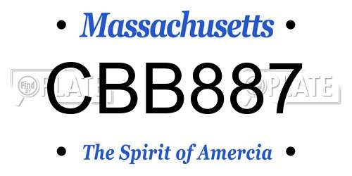 CBB887 Massachusetts License Plate