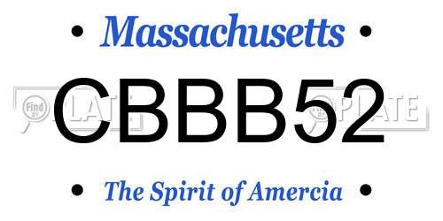 CBBB52 Massachusetts License Plate
