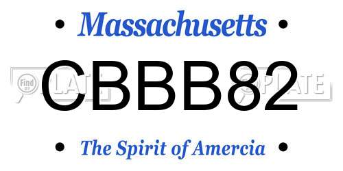 CBBB82 Massachusetts License Plate
