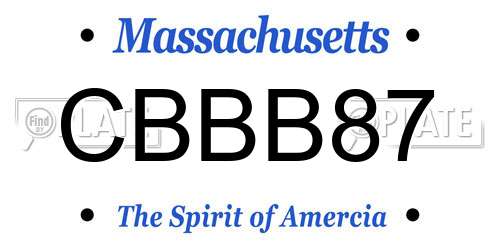 CBBB87 Massachusetts License Plate
