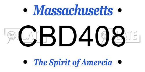 CBD408 Massachusetts License Plate