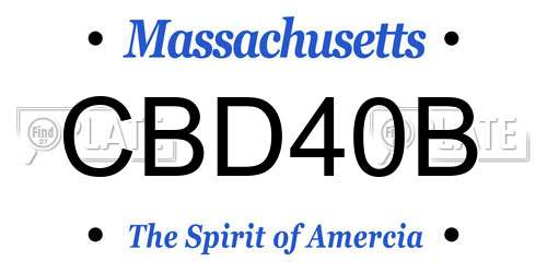 CBD40B Massachusetts License Plate