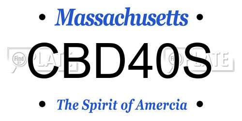 CBD40S Massachusetts License Plate