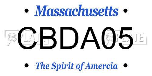 CBDA05 Massachusetts License Plate