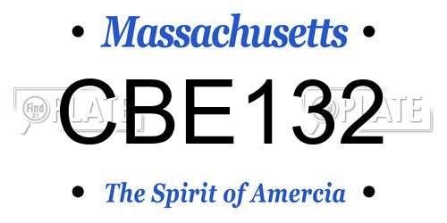 CBE132 Massachusetts License Plate