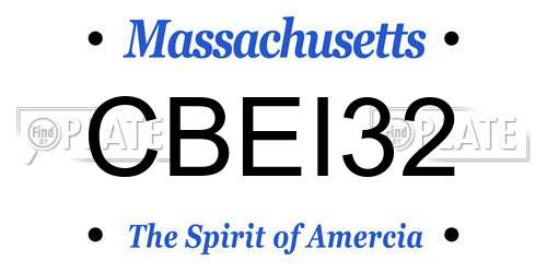 CBEI32 Massachusetts License Plate