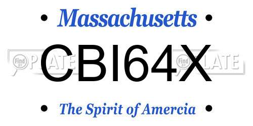 CBI64X Massachusetts License Plate