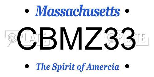 CBMZ33 Massachusetts License Plate