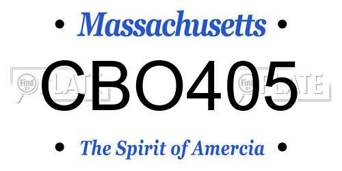 CBO405 Massachusetts License Plate