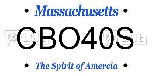 CBO40S Massachusetts License Plate