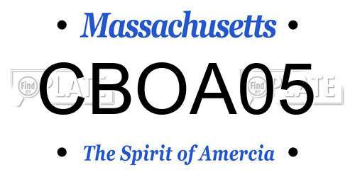 CBOA05 Massachusetts License Plate