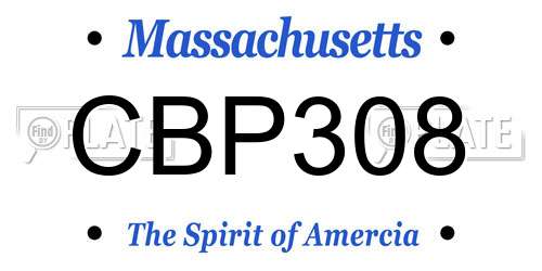 CBP308 Massachusetts License Plate