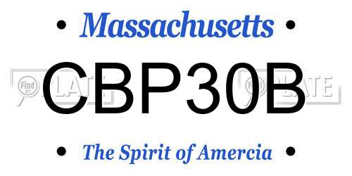 CBP30B Massachusetts License Plate
