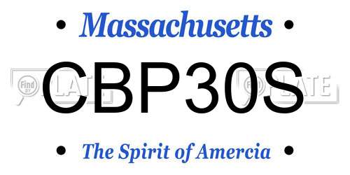 CBP30S Massachusetts License Plate