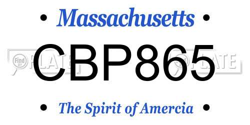CBP865 Massachusetts License Plate