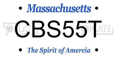 CBS55T Massachusetts License Plate