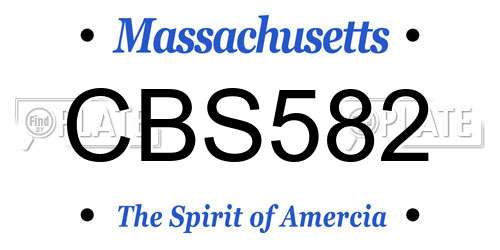 CBS582 Massachusetts License Plate