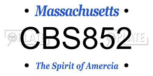 CBS852 Massachusetts License Plate