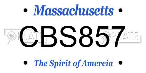 CBS857 Massachusetts License Plate