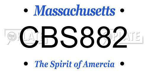 CBS882 Massachusetts License Plate